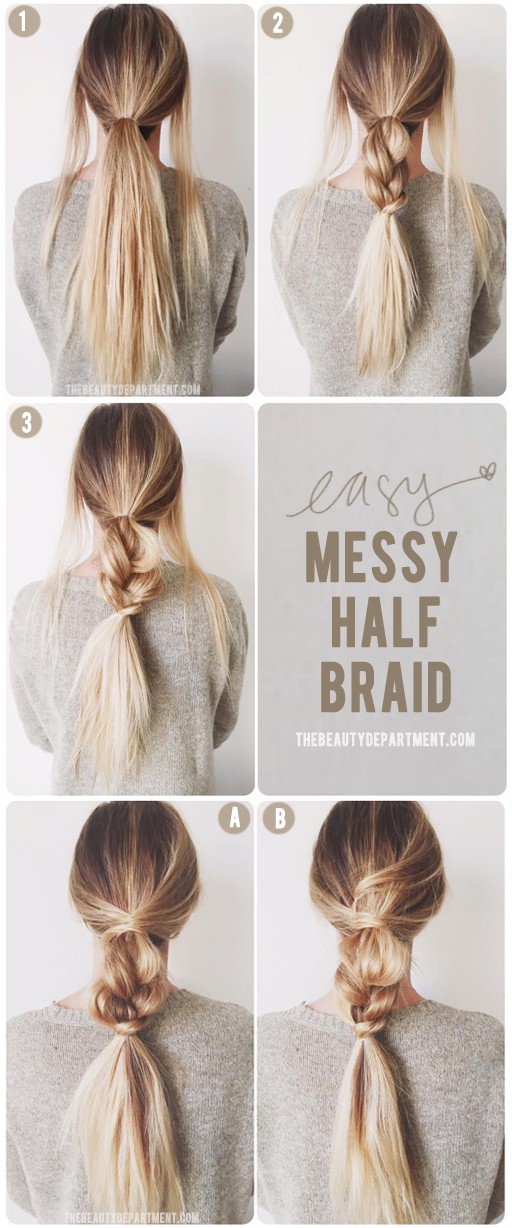easy messy half braid the beauty department